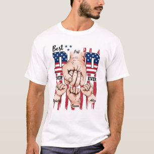 T-shirt Meilleur Papa Jamais - Fist Bump USA Drapeau - 3 E