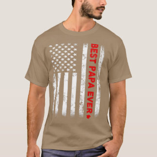 T-shirt Meilleur papa jamais papa cadeau American flag drô