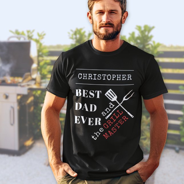 T-shirt Meilleur papa Jamais Personnalisé BBQ Grill Master (Créateur téléchargé)