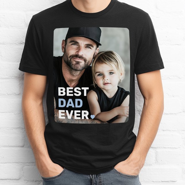 T-shirt Meilleur papa jamais photo coeur fête des pères (Best dad ever photo heart fathers day T-Shirt)