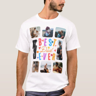 T-shirt Meilleur papa Jamais Photo Collage 8 Images