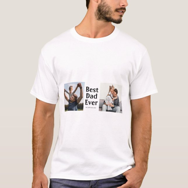 T-shirt Meilleur papa Jamais Photo Collage Fête des pères  (Devant)