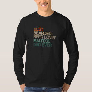T-shirt Meilleur papa maltais à barbe aimant la bière pour