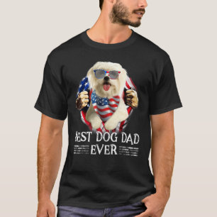 T-shirt Meilleur papa maltais jamais drapeau américain 4 j