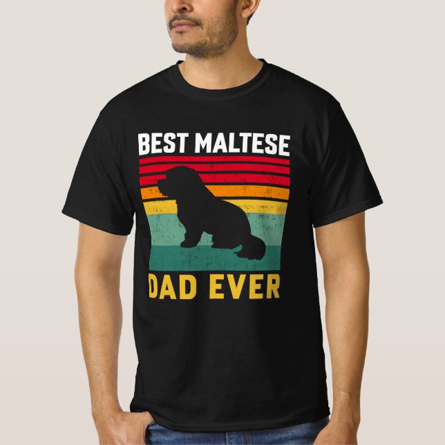 T-shirt Meilleur papa maltais jamais, papa de chien maltai (Devant)