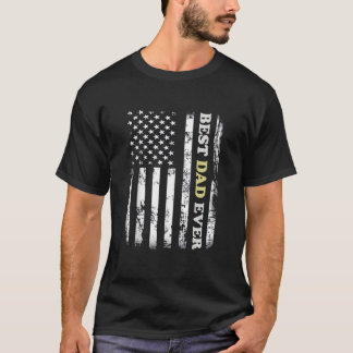 T-shirt Meilleur Papa Meilleur Jamais Drôle Usa Drapeau Am