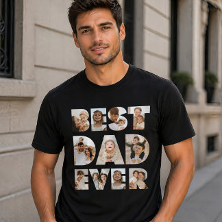 T-shirt Meilleur Papa Personnalisé Photos Collage Fête des