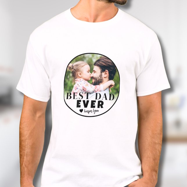 T-shirt Meilleur papa Photo personnalisée Père (Best Dad Custom Photo Father T-Shirt)