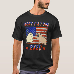 T-shirt Meilleur papa Pug de tous les temps Pug Drapeau