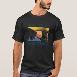 T-shirt Meilleur Papa Pug Ever Version Noir Vintage Fête d