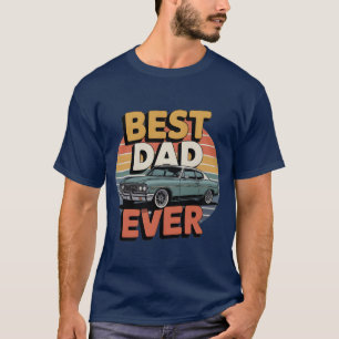 T-shirt Meilleur Papa Retro Vintage Muscle Car Sarcelle