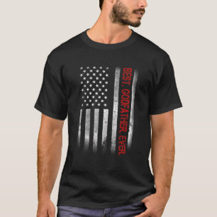 T-shirt Meilleur Parrain Jamais Vintage Drapeau Américain 