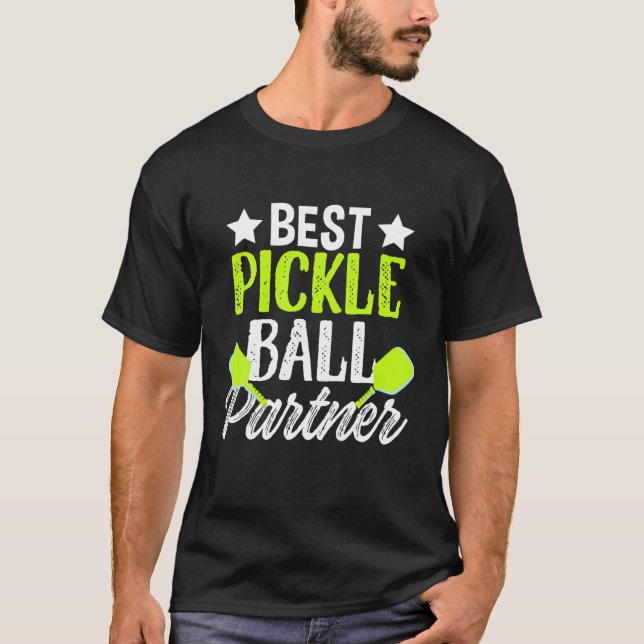 T-shirt Meilleur partenaire de Pickleball Sport Paddle Din (Devant)