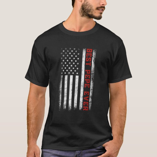 T-shirt Meilleur Pepe Jamais Drapeau Américain Patriotique (Devant)
