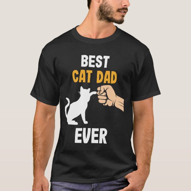 T-shirt Meilleur père de chat Jamais Kitten Parents Père a (Devant)