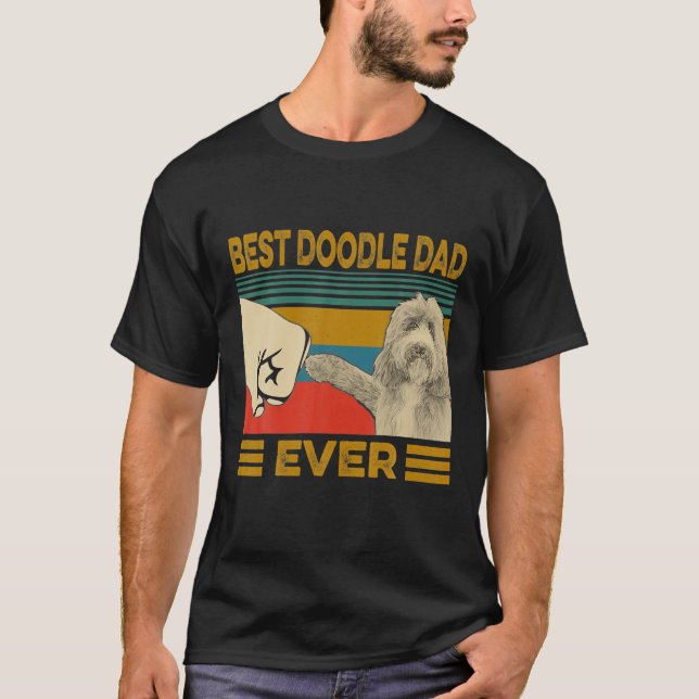 T-shirt Meilleur père Doodle Jamais Rétro Amoureux des chi (Devant)