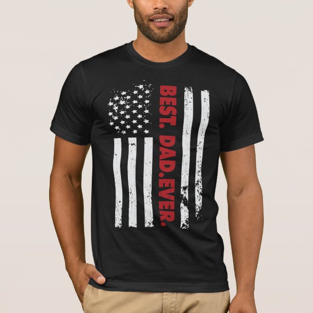T-shirt Meilleur père, Fête des pères du drapeau américain (Devant)
