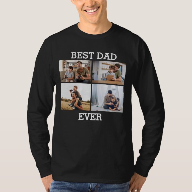 T-shirt Meilleur Père Jamais Père Papa Photo Collage Photo (Devant)