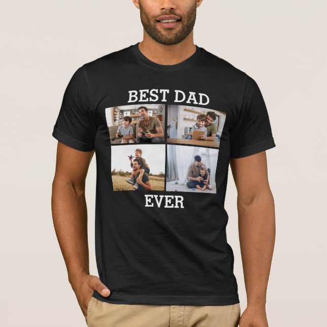 T-shirt Meilleur Père Jamais Père Papa Photo Collage Photo (Devant)