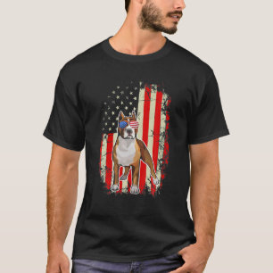 T-shirt Meilleur Pitbull Papa Jamais Drapeau Américain 4E 