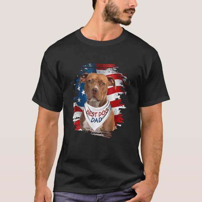 T-shirt Meilleur Pitbull Terrier Papa Jamais Drapeau Améri (Devant)