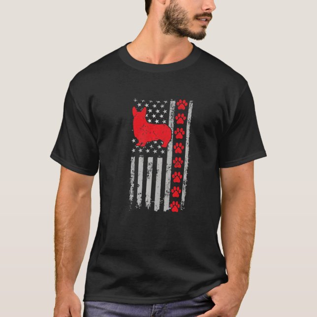 T-shirt Meilleur Pompier Dorgi Maman Papa Ever Us Drapeau  (Devant)