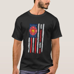 T-shirt Meilleur Pompier Papa Hommes Drapeau États-Unis F