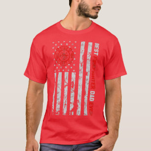 T-shirt Meilleur Pompier Papa Jamais Drapeau Américain Fra