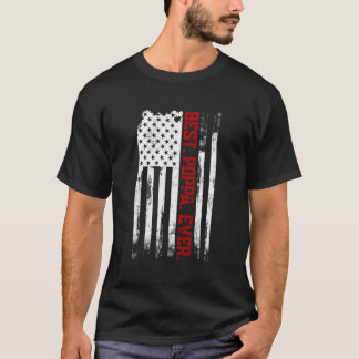 T-shirt Meilleur Poppa Jour Américain Drapeau Father’S J