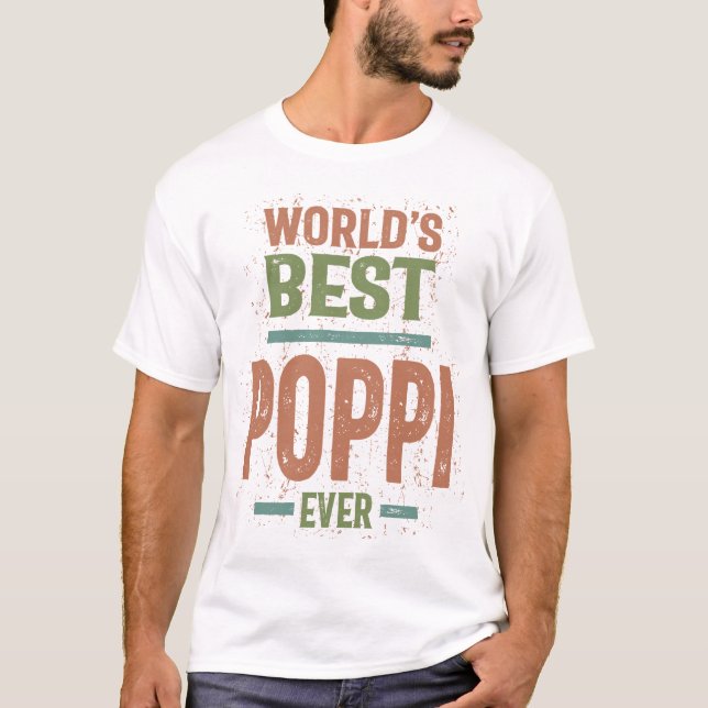 T-shirt Meilleur Poppi du monde masculin | Papa et grand-p (Devant)