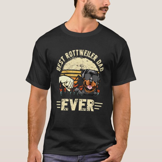 T-shirt Meilleur Rottweiler Papa Jamais Sunset Fête des pè (Devant)