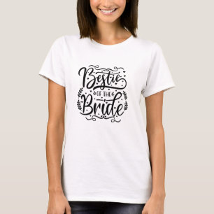 T-shirt Meilleure Amie de la Mariée en Typographie Moderne