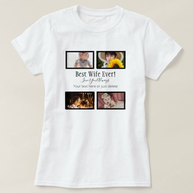 T-shirt Meilleure Femme Jamais ! Collage de photos de fami (Design devant)