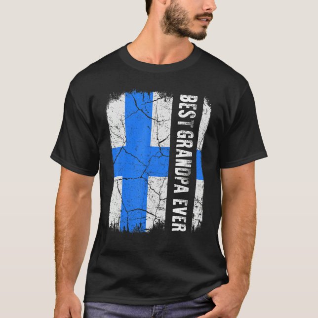 T-shirt Meilleure Fête des pères Drapeau Finn Grandpa Ever (Devant)