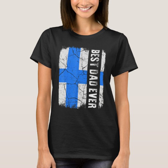 T-shirt Meilleure Fête des pères Drapeau Finn Papa Ever Fi (Devant)