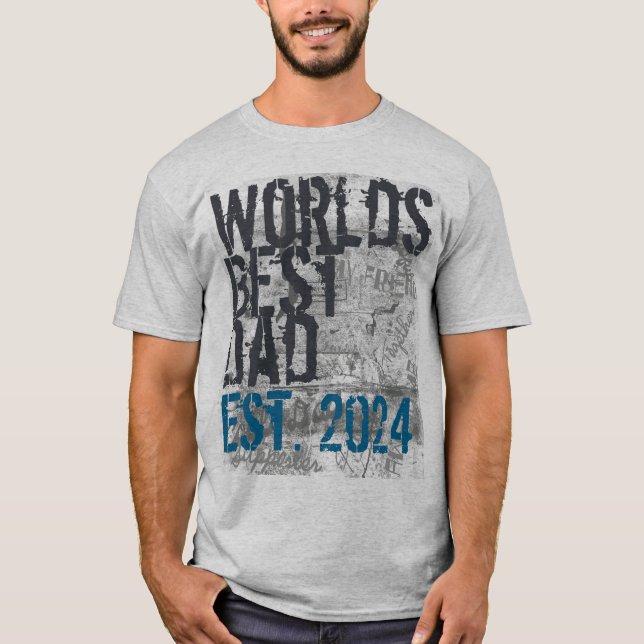 T-shirt Meilleure Fête des pères papa Grunge personnalisée (Devant)