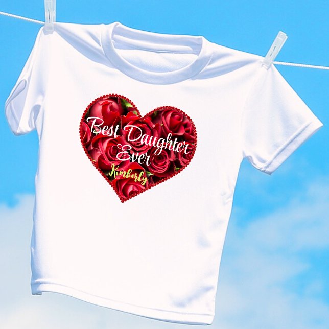 T-Shirt Meilleure fille Jour des mères de coeur rouge mode (Créateur téléchargé)