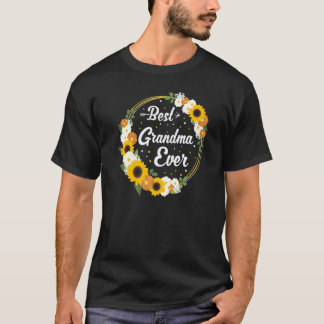 T-shirt Meilleure grand-mère fleurs jardinière
