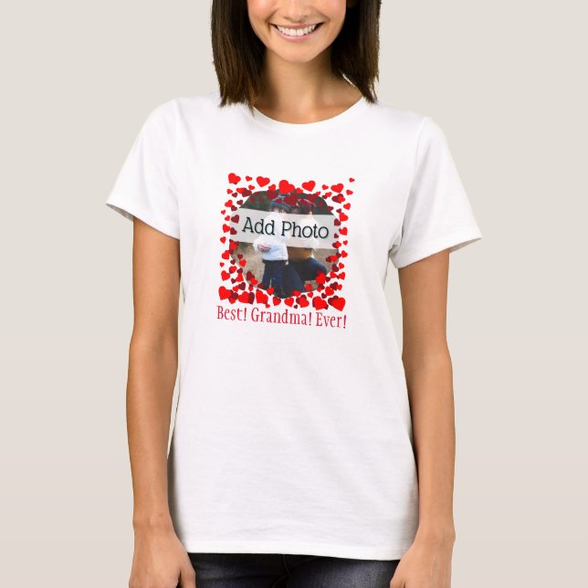 T-shirt Meilleure grand-mère jamais ! Famille Photo Coeurs (Devant)