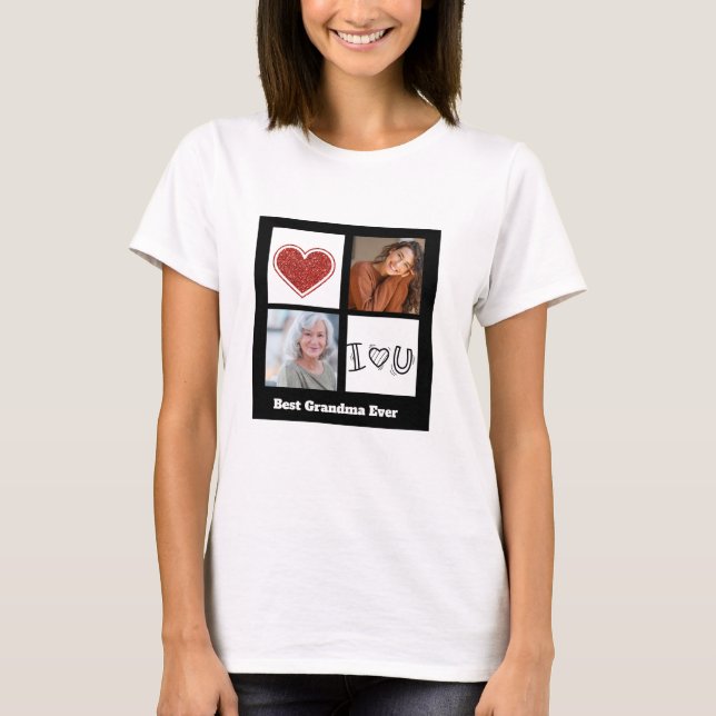 T-shirt Meilleure grand-mère Jamais Photo collage coeur (Devant)