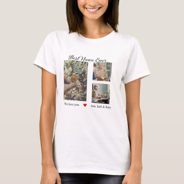T-shirt Meilleure grand-mère jamais photo collage nous vou (Devant)
