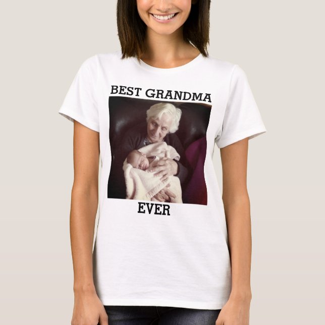 T-shirt Meilleure Grand-Mère Jamais Photo Personnalisée Cr (Devant)