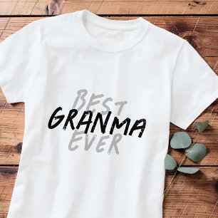 T-shirt Meilleure Grand-mère Moderne Grunge Noir et Gris