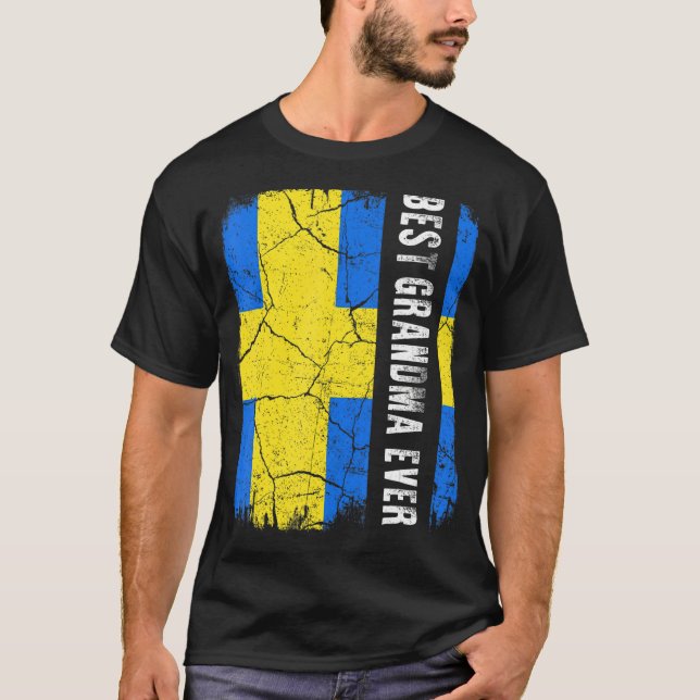T-shirt Meilleure grand-mère suédoise jamais Suède Drapeau (Devant)