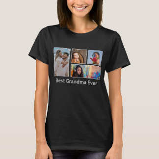 T-shirt Meilleure grand-mère toujours quatre photos 4 pers