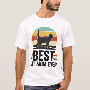 T-shirt Meilleure Maman de Chat Vintage Chat Noir Rétro De