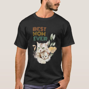 T-shirt Meilleure maman Ever Mama Chat mignonne Animal Mèr