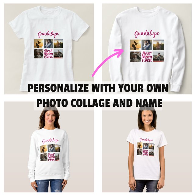 T-shirt Meilleure maman jamais mère collage photo (Best Mom Ever Mother's Photo Collage T-Shirt)
