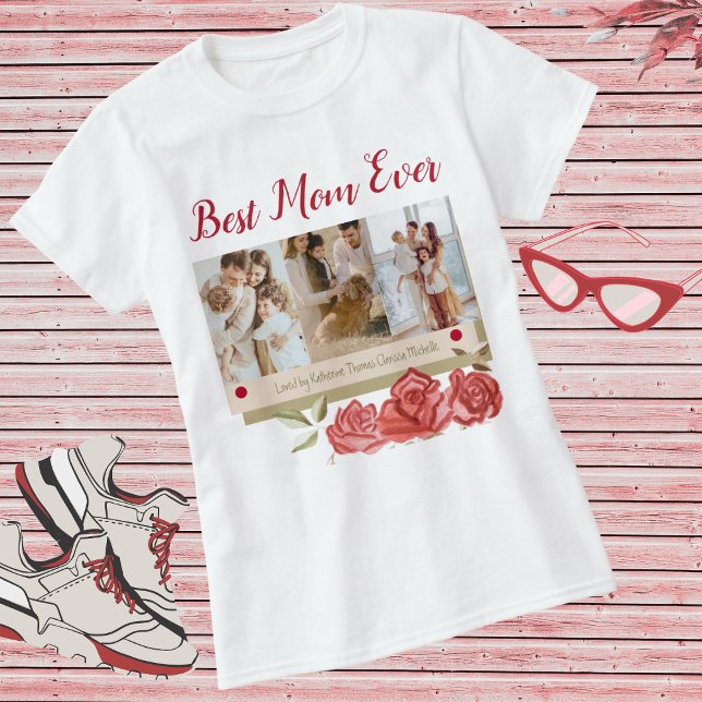 T-Shirt Meilleure Maman Jamais Photo Collage Noms Mères Jo (Créateur téléchargé)