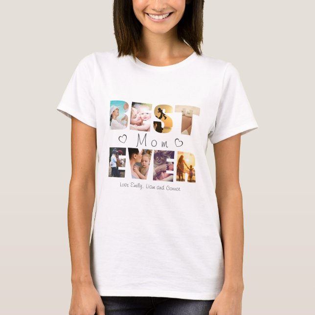 T-shirt Meilleure maman jamais photo texte personnalisé (Devant)